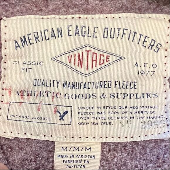 American Eagle Classic Fit Sweatshirt Hoodie in Burgundy/Cream Men’s M - Picture 6 of 8